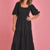 GO GIRL Dresses | Vgld145 - Montauk 3/4 Sleeve Maxi Dress Black