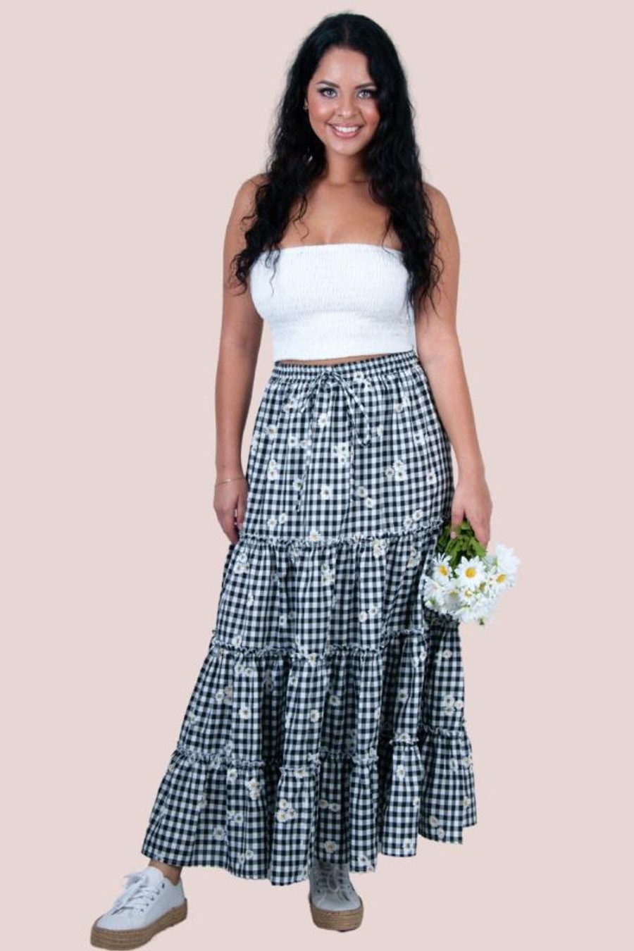 JAR OF HEARTS Skirts | Vjhk052 - Boho Lover Maxi Skirt Daisy Black