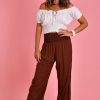 GO GIRL Pants | Vglp067 - Long Rouched Pants Chocolate