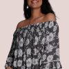 BODACIOUS Tops | Vblt113 - Rouched Bell Sleeve Top Vintage Rose Grey