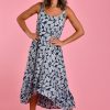 BODACIOUS Dresses | Vbld138 - Lia Double Layer Dress Spotted Leaf Navy