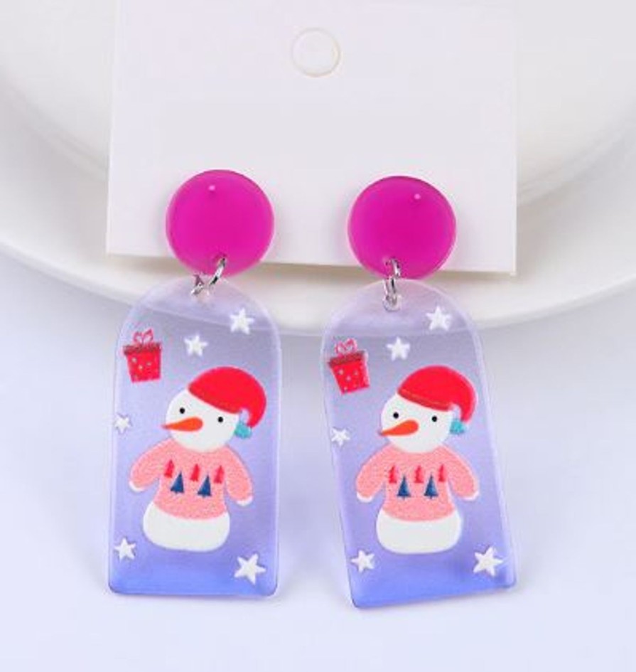 GO GIRL ACCESSORIES Earrings | Gj0406 - Lilac Snowman Earrings