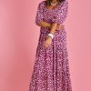 GO GIRL Dresses | Vgld145 - Montauk 3/4 Sleeve Maxi Dress Primrose Purple