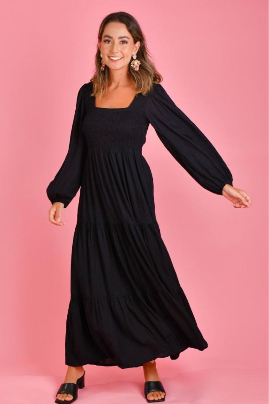 GO GIRL Dresses | Vgld146 - Maddison Long Sleeve Maxi Dress Black