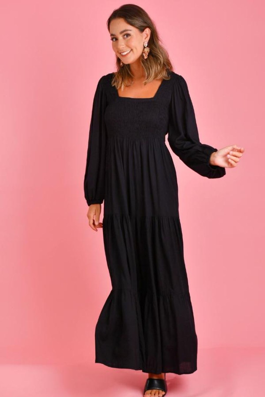 GO GIRL Dresses | Vgld146 - Maddison Long Sleeve Maxi Dress Black