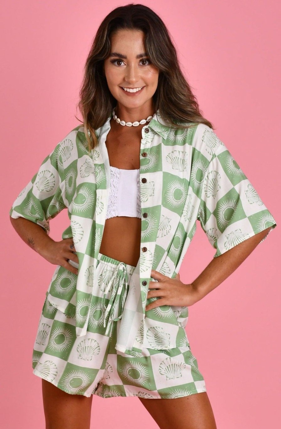 GO GIRL Tops | Vglt132 - Yacht Shirt Sun Shell Green