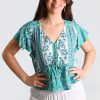 JAR OF HEARTS Tops | Vjht250 - Boho Lover Top Jingle Bell Bloom Green