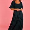 GO GIRL Dresses | Vgld145 - Montauk 3/4 Sleeve Maxi Dress Forest