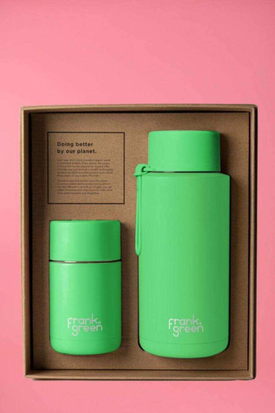 FRANK GREEN Bottles / Coffee Cups | E24S24C - Frank Green Gift Set (10Oz + 34Oz) Neon Green