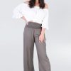 Go Girl Pants | Vglp067 - Long Rouched Pants Grey/Olive