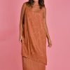 BODACIOUS Dresses | Vbld095 - Overlap Dress Swirl Terracotta