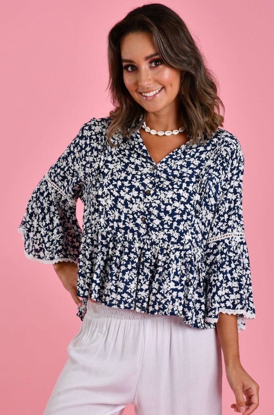 GO GIRL Tops | Vglt218 - Minnie Top Primrose Navy