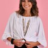 BODACIOUS Tops | Vblt113 - Rouched Bell Sleeve Top White