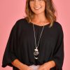 BODACIOUS Tops | Vblt112 - V Neck Batwing Top Black