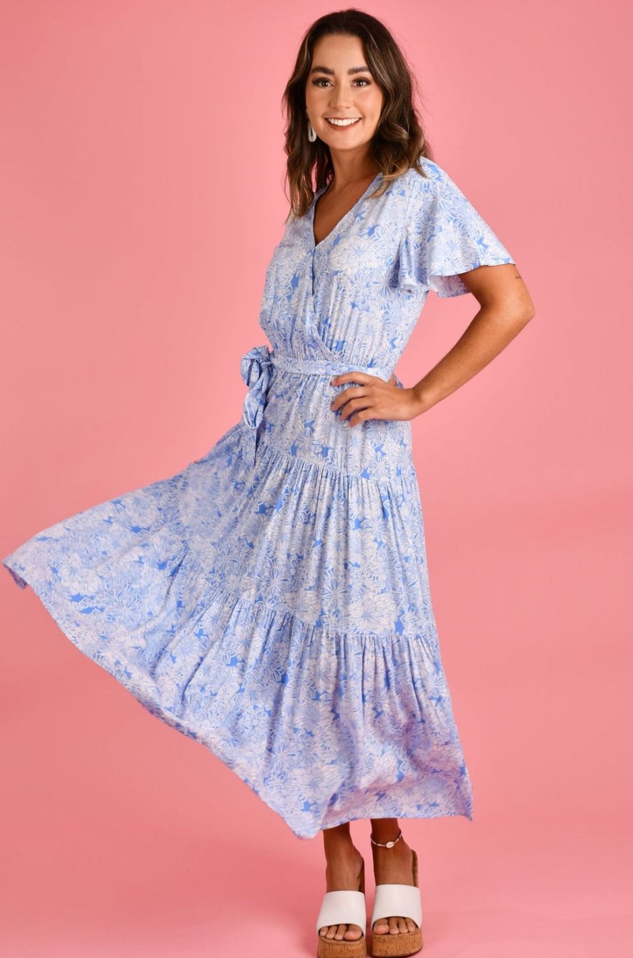 JAR OF HEARTS Dresses | Vjhd260 - Cabarita Dress Blossom Breeze Sky