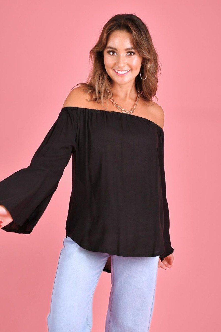 GO GIRL Tops | Vglt889 - Bell Sleeve Top Black