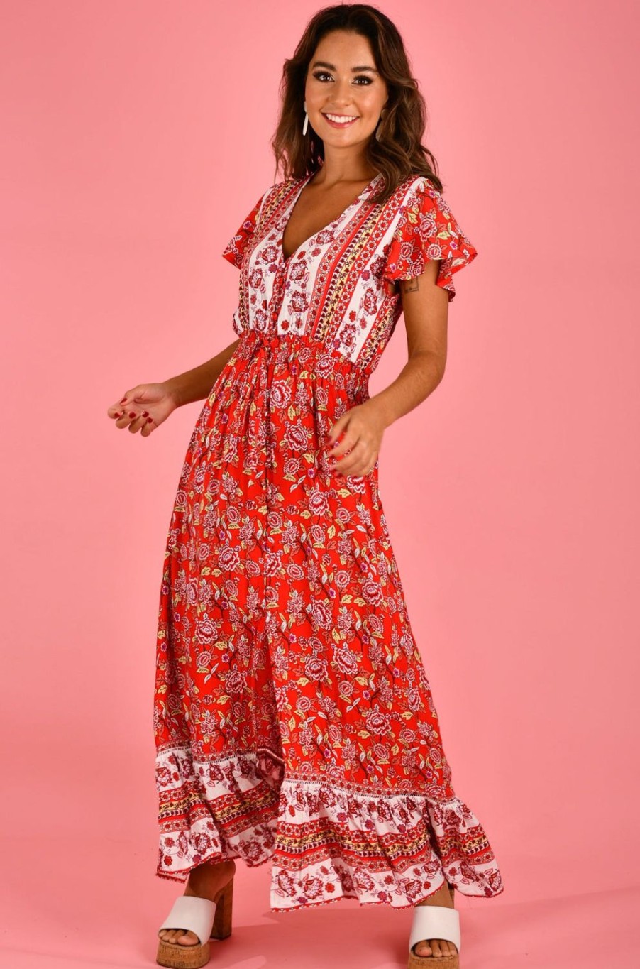 JAR OF HEARTS Dresses | Vjhd239 - Gigi Maxi Dress Jingle Bell Bloom Red