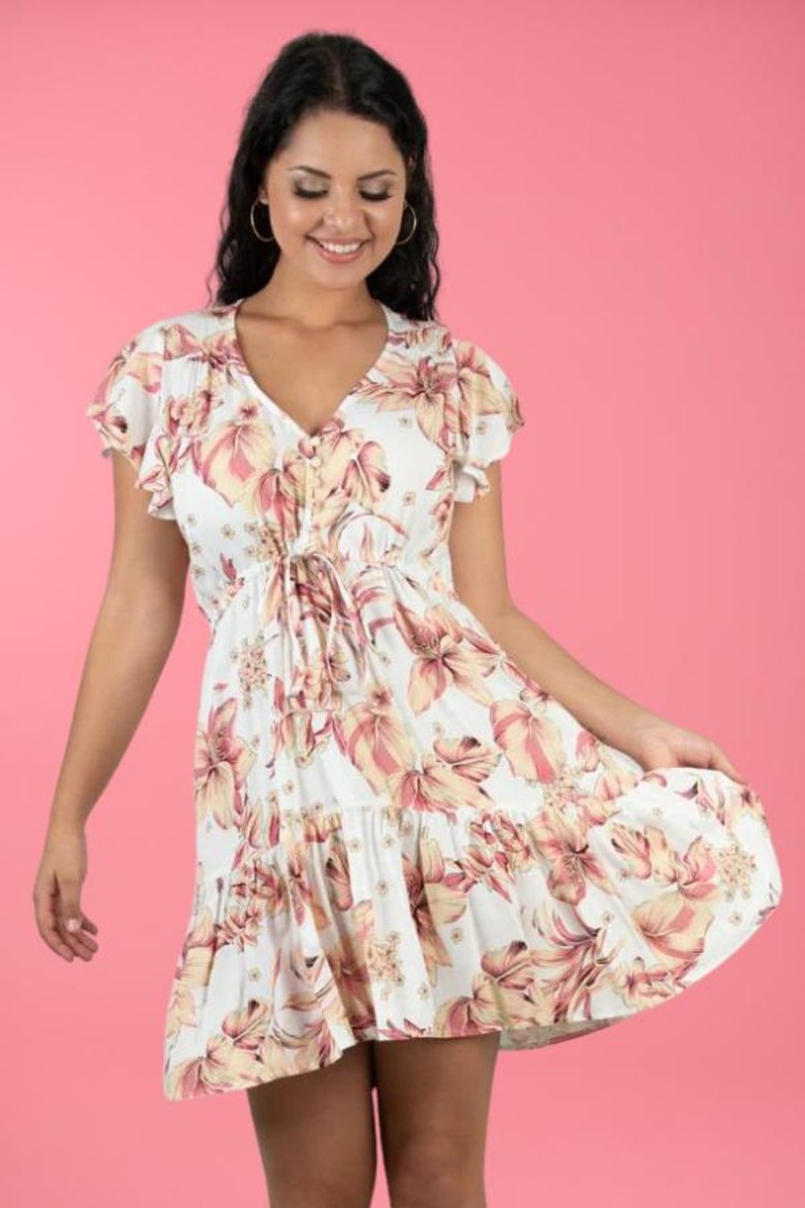 JAR OF HEARTS Dresses | Vjhd232 - Twiggy Dress Hawaiian Breeze White