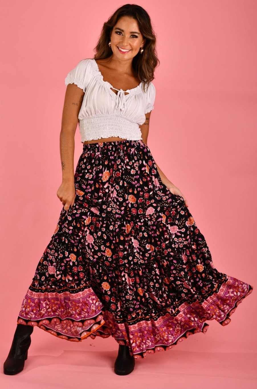 JAR OF HEARTS Skirts | Vjhk052 - Boho Lover Maxi Skirt Floriade Blush