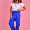 GO GIRL Pants | Vglp050 - Long Rouched Tie Pants Cobalt