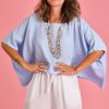 LA SOFIA Tops | Vlst020 (23C1098) - Amalfi Top - Sky Blue Cielo (Baby Blue)