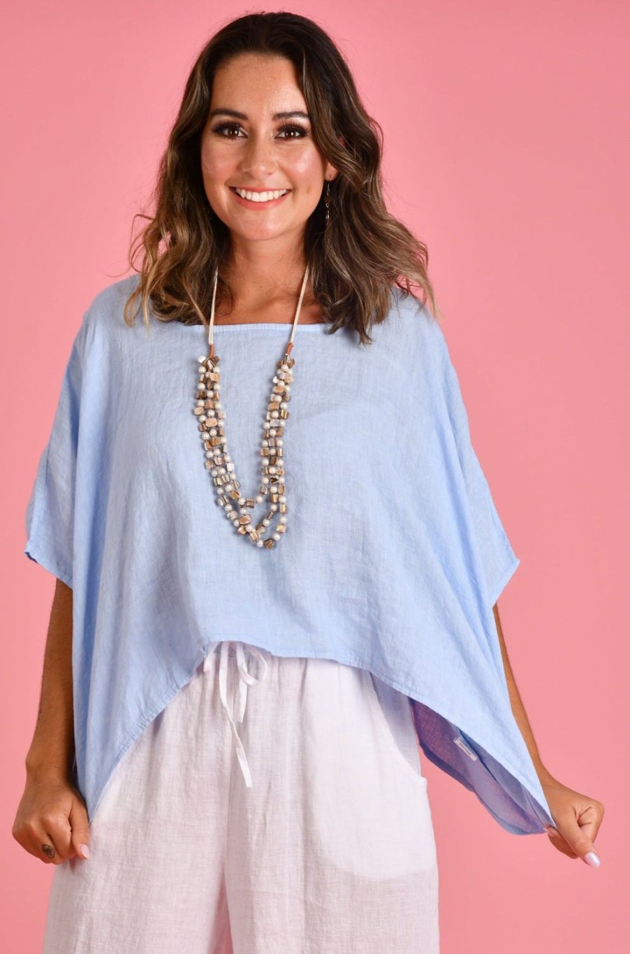 LA SOFIA Tops | Vlst020 (23C1098) - Amalfi Top - Sky Blue Cielo (Baby Blue)