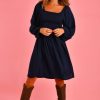 GO GIRL Dresses | Vgld142 - Montclair Long Sleeve Short Dress Navy