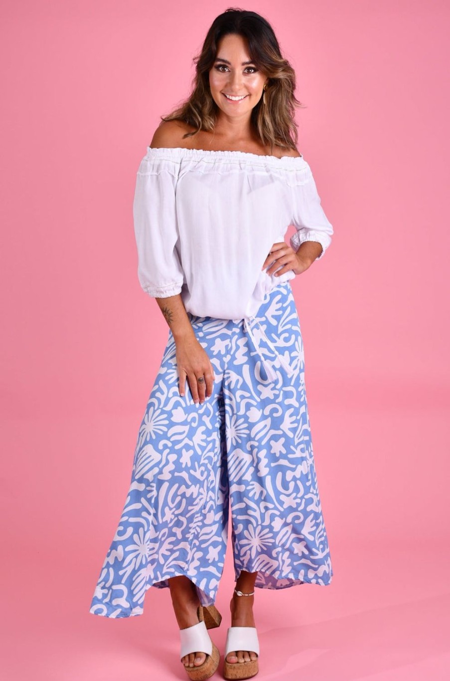 BODACIOUS Pants | Vblp106 - Sydney Wide Leg Pant Aztec Blue