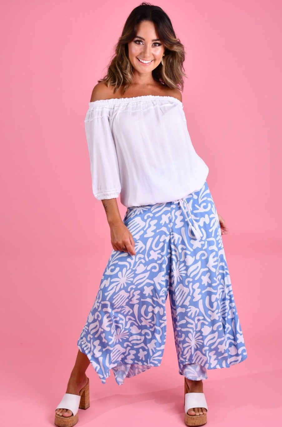 BODACIOUS Pants | Vblp106 - Sydney Wide Leg Pant Aztec Blue