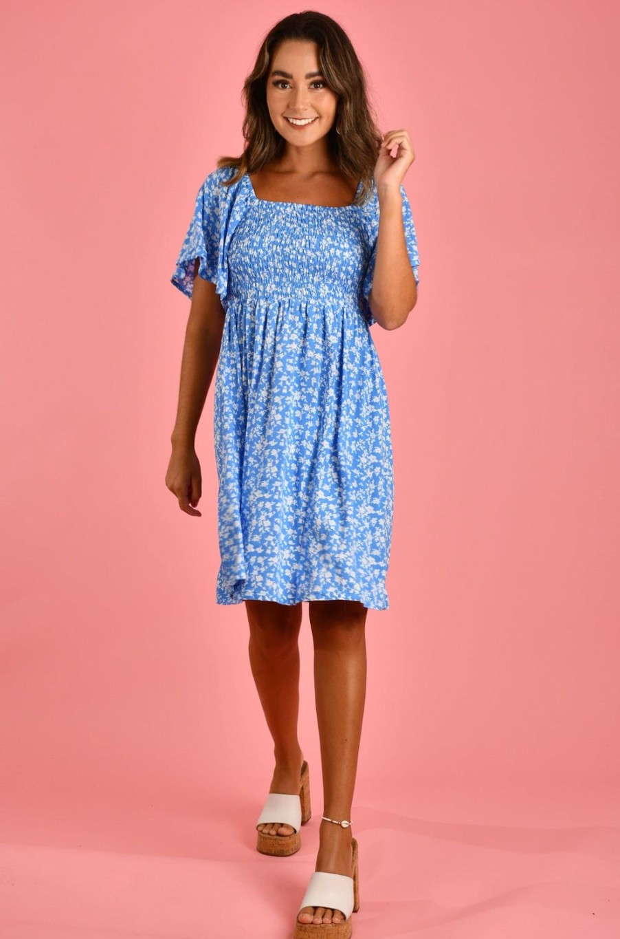 GO GIRL Dresses | Vgld140 - Manhattan Short Dress Primrose Sky