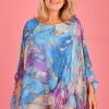 LA SOFIA Tops | Vlst750 (1688) - Tuscany Silk Top W/ Slip Dark Blue Marble