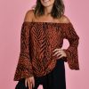 GO GIRL Tops | Vglt889 - Bell Sleeve Top Zebra Rust