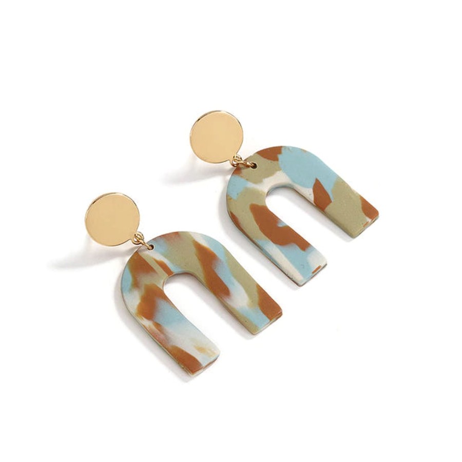 GO GIRL ACCESSORIES Earrings | Gj0128 - Blue/Brown/White Watercolour Rainbow Earrings