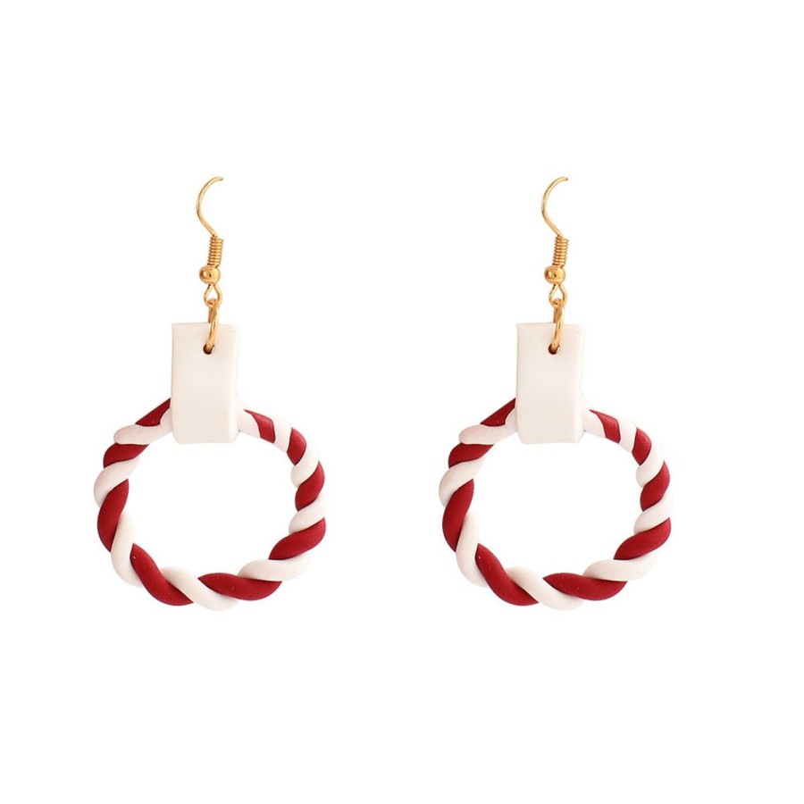 GO GIRL ACCESSORIES Earrings | Gj0051 - Red/White Xmas Wreath Earrings