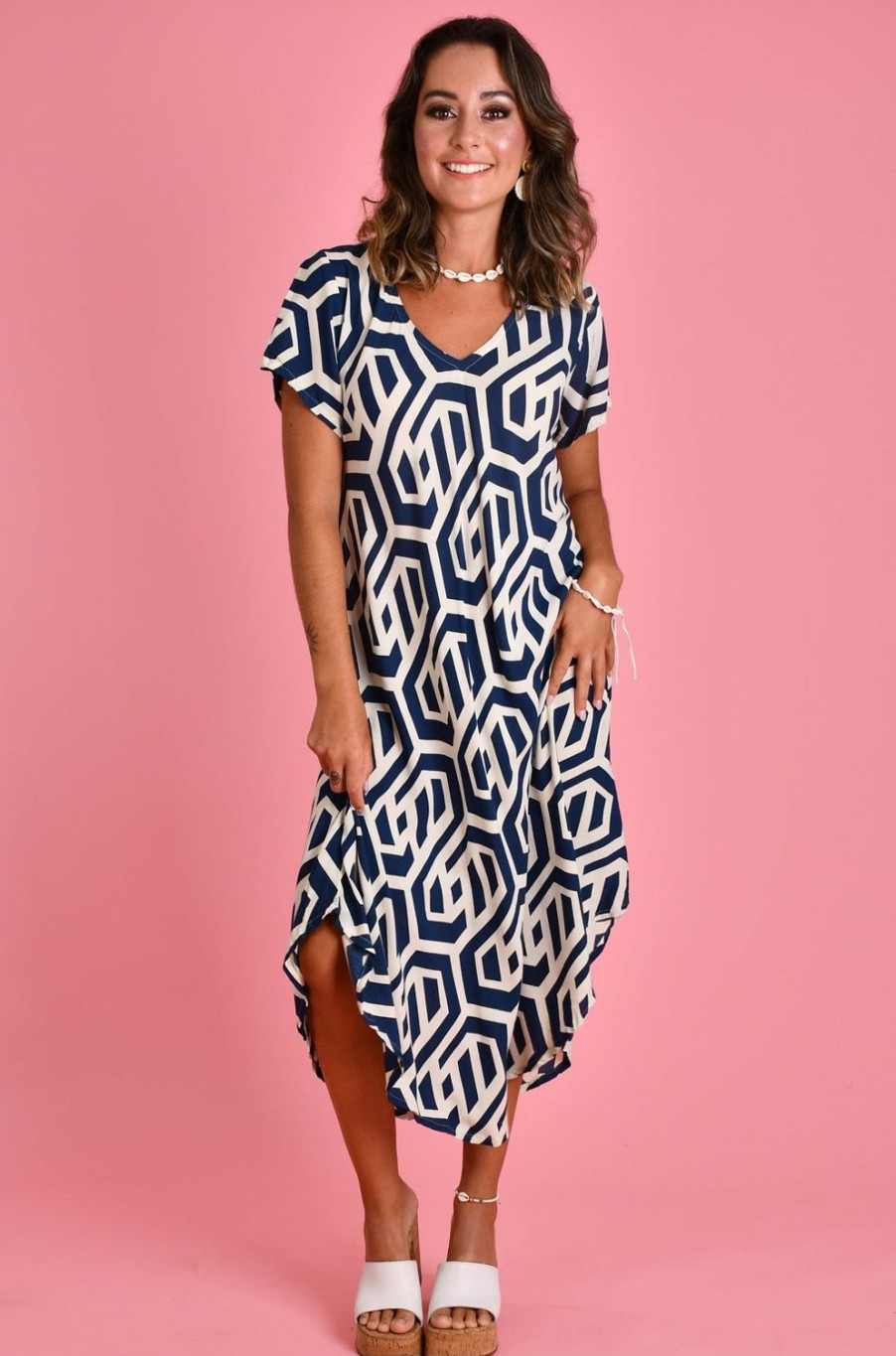 BODACIOUS Dresses | Vbld083 - Great Harbour Dress Geo Navy