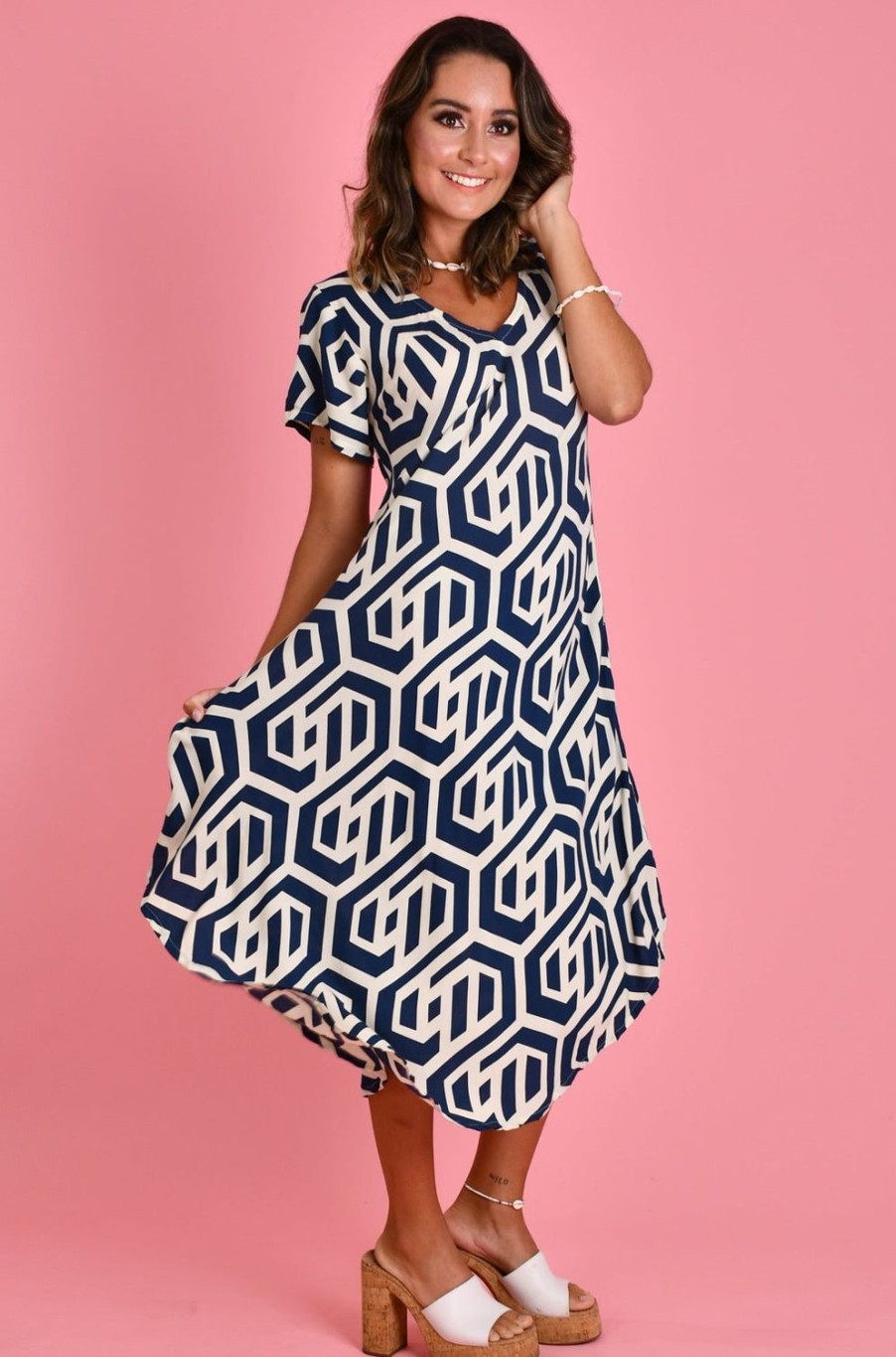 BODACIOUS Dresses | Vbld083 - Great Harbour Dress Geo Navy