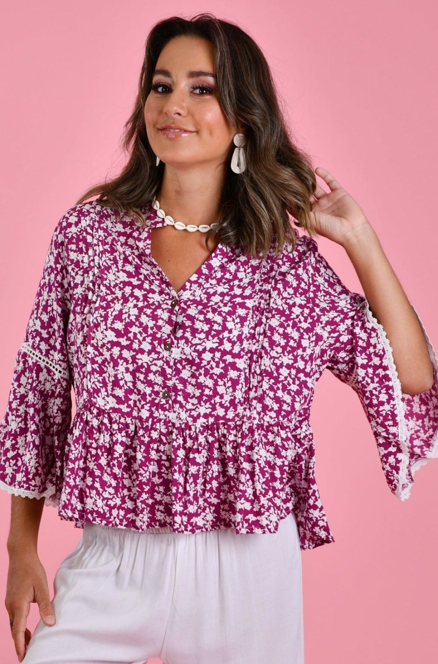 GO GIRL Tops | Vglt218 - Minnie Top Primrose Purple