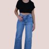 COUNTRY DENIM Pants | Cgj1135 - Raw Hem Straight Leg Jeans Light Mid Denim Blue