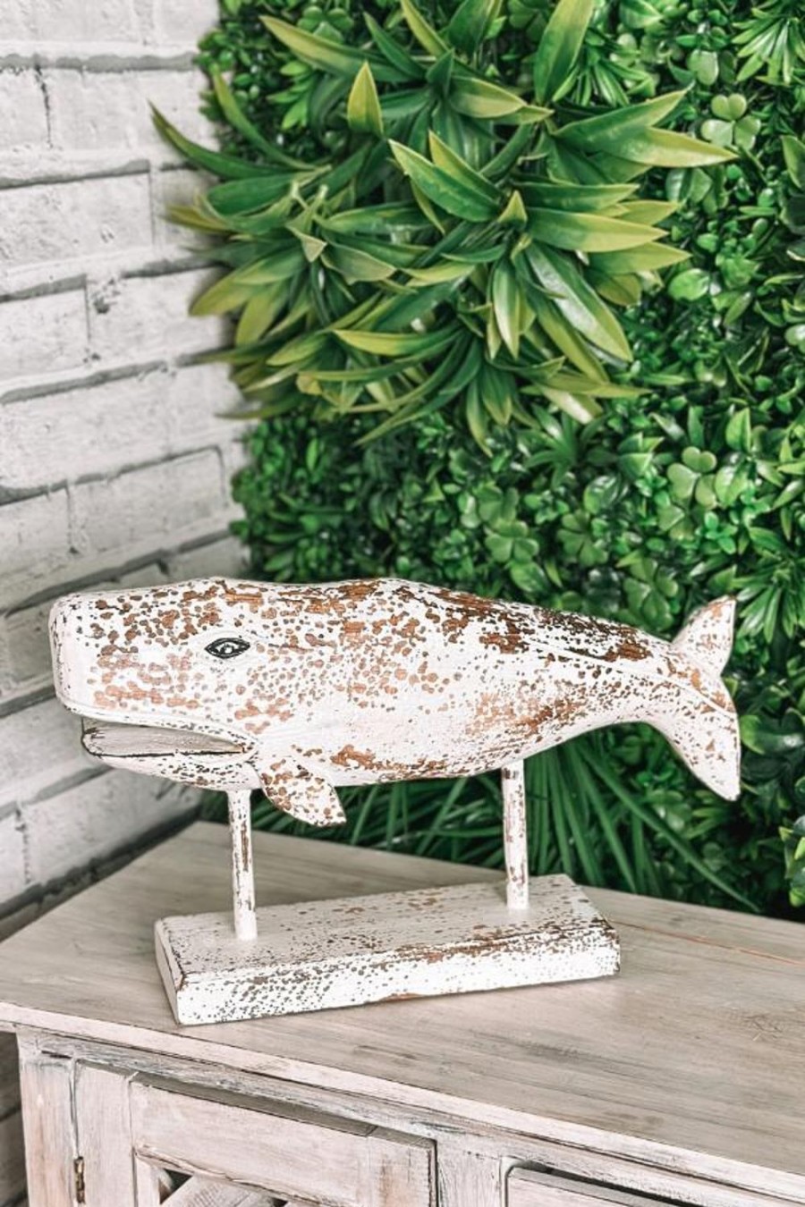 Villa Living Homewares Homewares | Vrz974 - Wood Whale Ornament On Stand