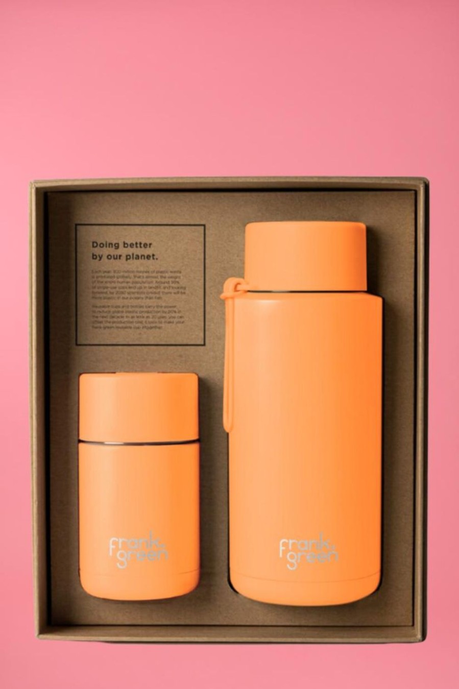 FRANK GREEN Bottles / Coffee Cups | E24S24C - Frank Green Gift Set (10Oz + 34Oz) - Neon Orange Neon Green