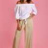 GO GIRL Pants | Vglp067 - Long Rouched Pants Natural