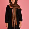 MONTEU Scarves | Hs0060 - Scarf - Brown W/ Black Stripe