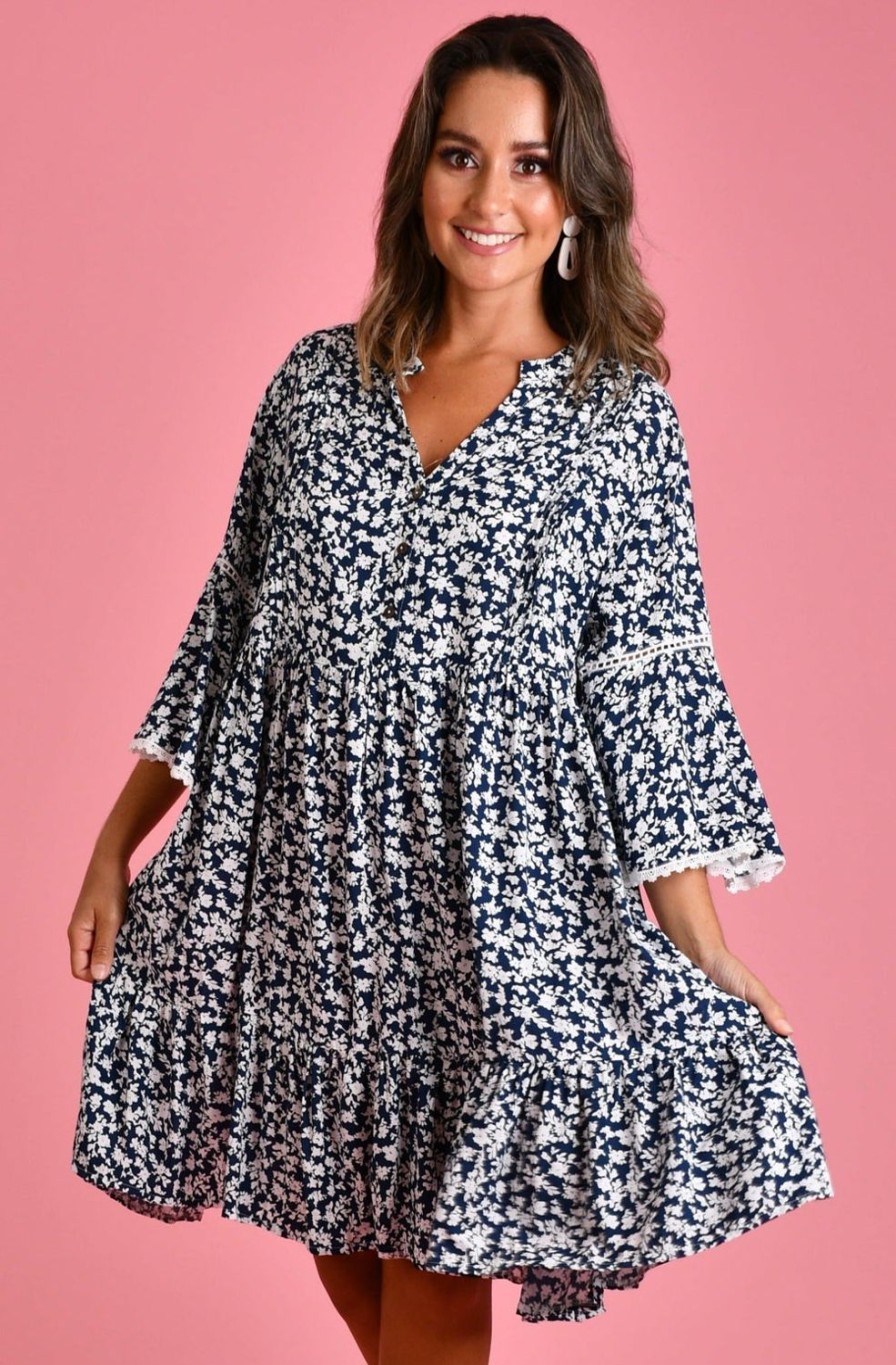 BODACIOUS Dresses | Vbld330 - Sylvie Dress Primrose Navy