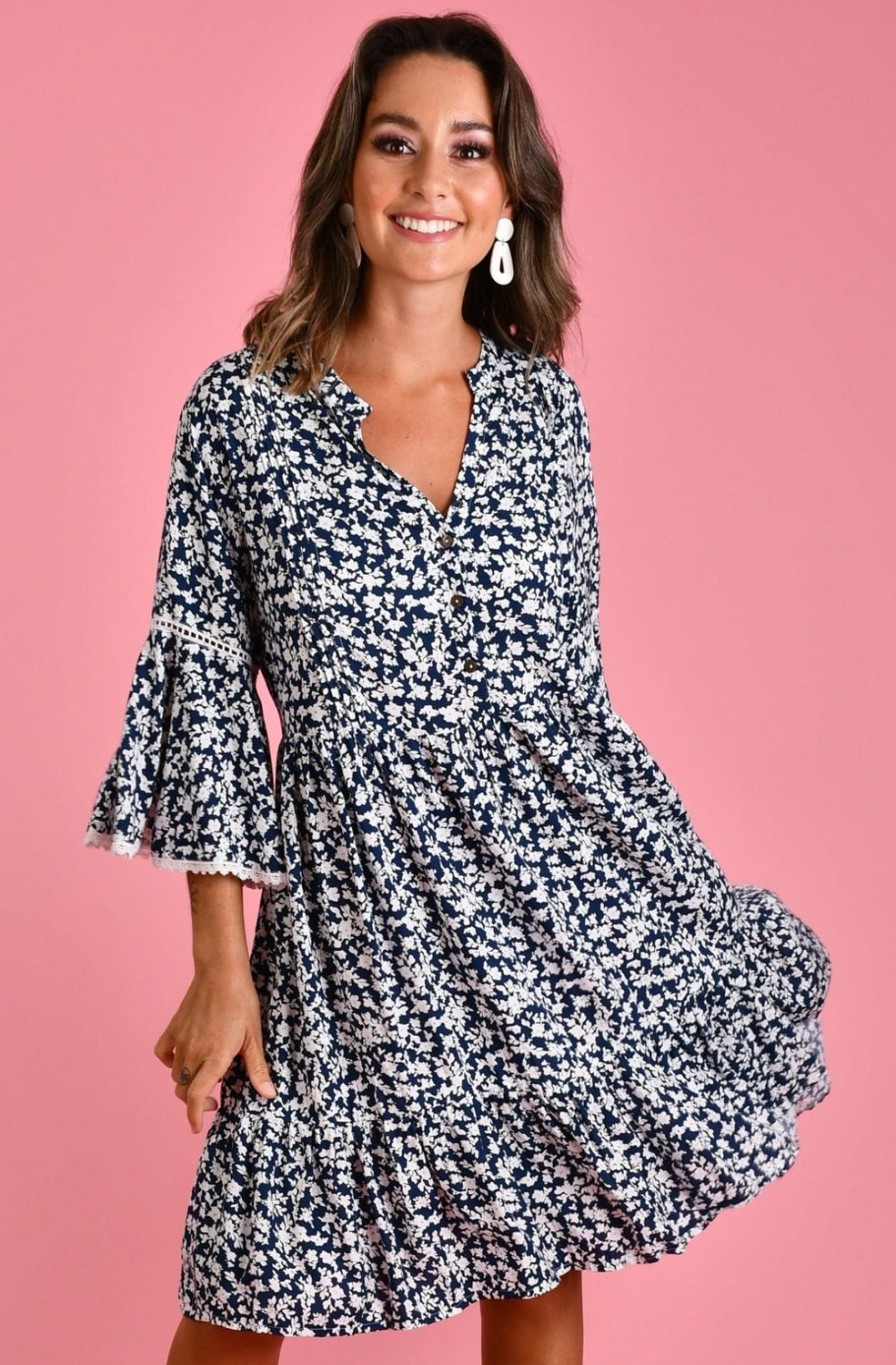 BODACIOUS Dresses | Vbld330 - Sylvie Dress Primrose Navy