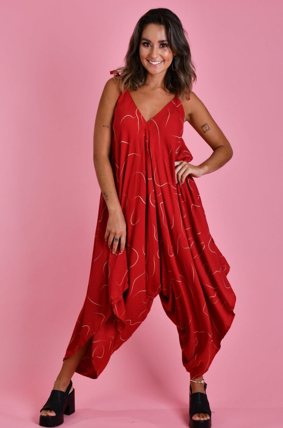 BODACIOUS Jumpsuits + Playsuits | Vblj006 - Charlotte Jumpsuit Swirl Cherry