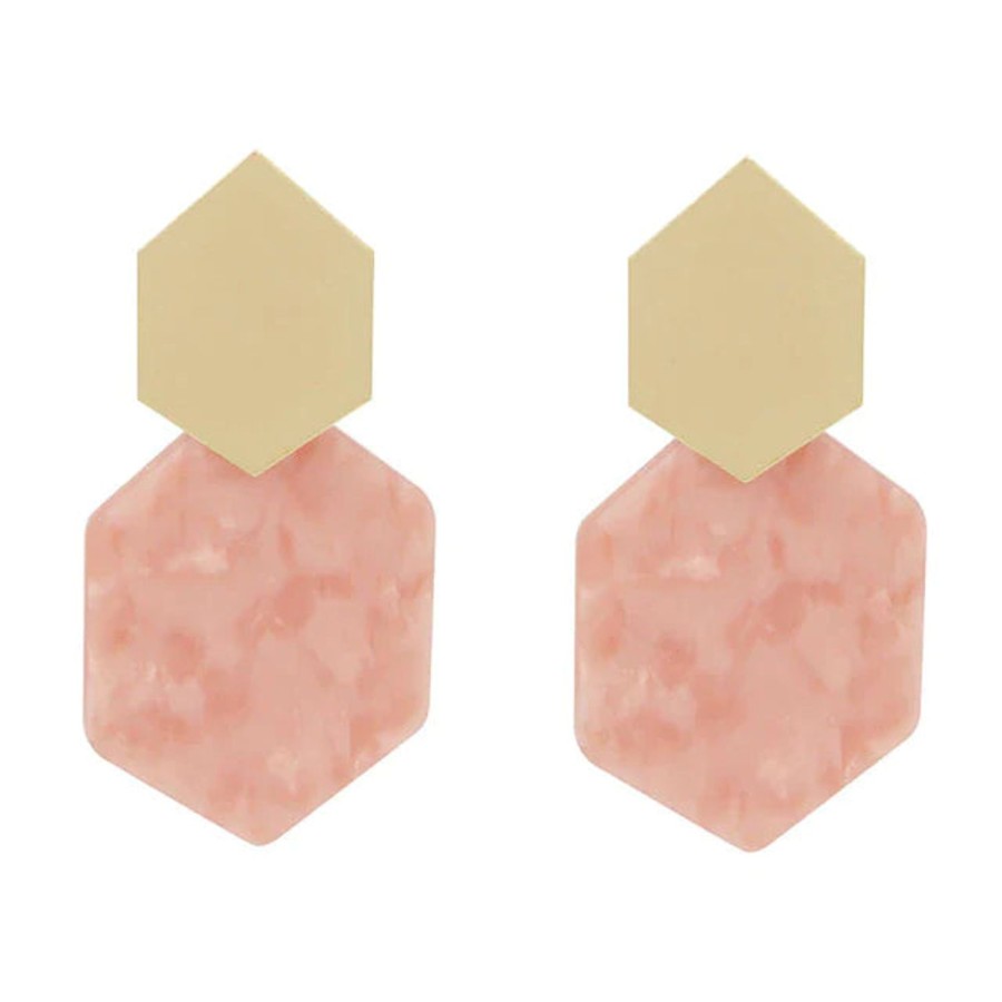 GO GIRL ACCESSORIES Earrings | Gj0180 - Pink Marble Diamond Shape Earrings