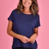 GO GIRL Tops | Vglt117 - Bamboo Round Neck Tee Shirt Navy