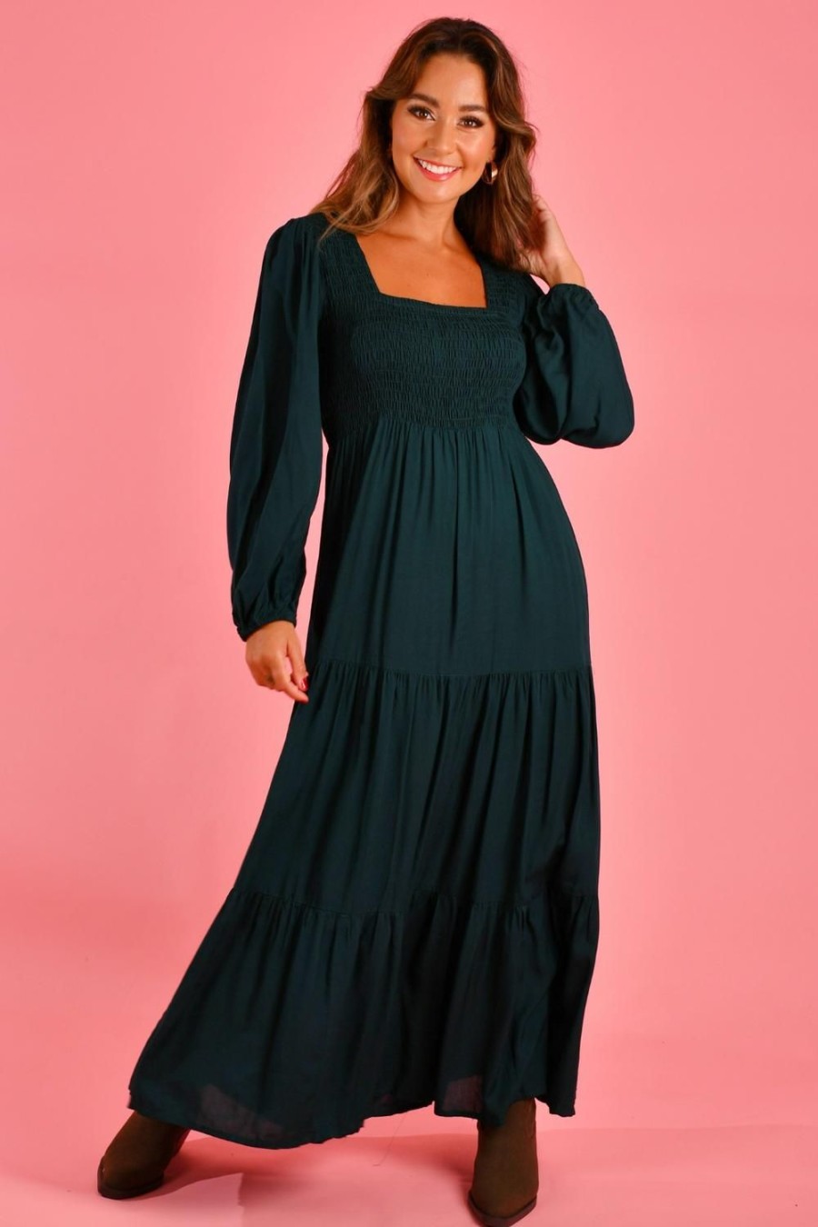 GO GIRL Dresses | Vgld146 - Maddison Long Sleeve Maxi Dress Forest