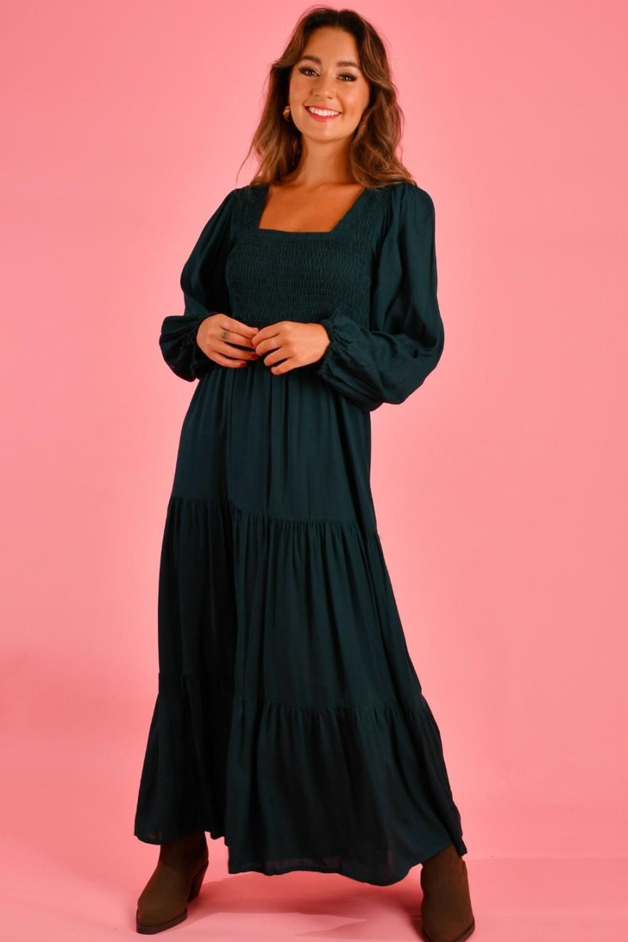 GO GIRL Dresses | Vgld146 - Maddison Long Sleeve Maxi Dress Forest