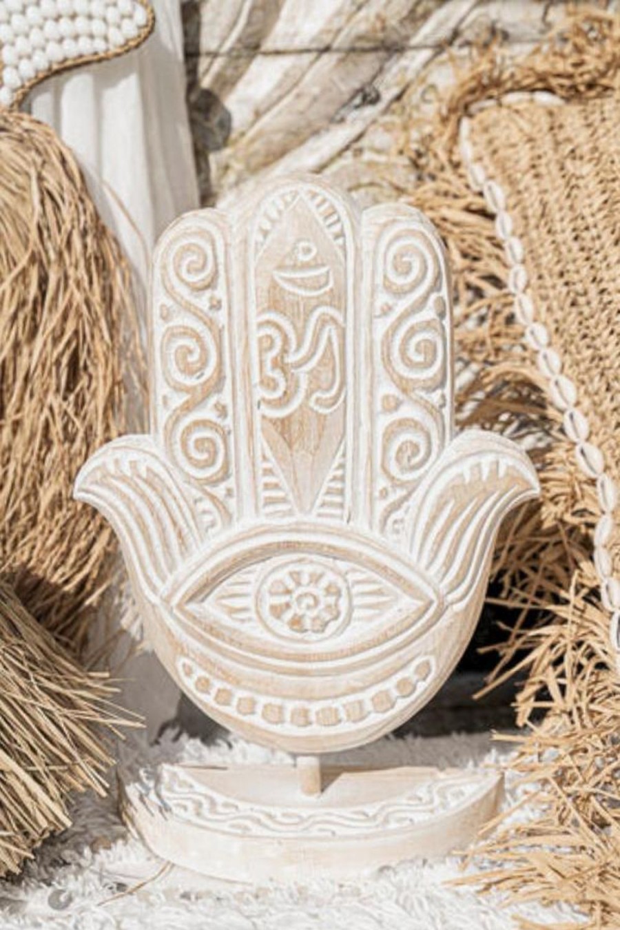 VILLA LIVING HOMEWARES Homewares | Vrhl350 - Wooden Hand On A Stand White Wash